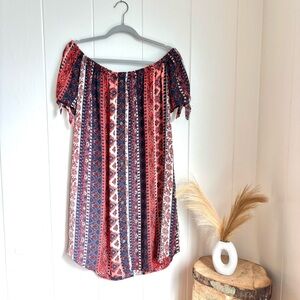 Rue21 Bohemian Off-Shoulder Top - Red and Blue